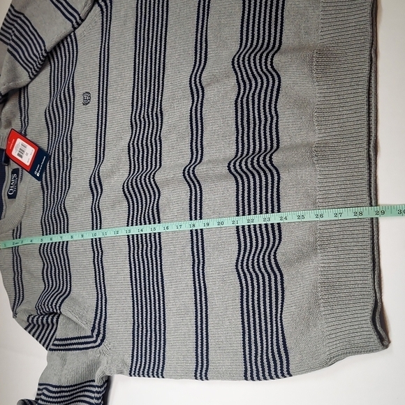 CHAPS Men's Oversized Sweater Size XXL Gray Blue Striped Embroidered Logo NEW - Picture 7 of 13